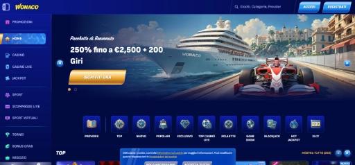 Wonaco – Casinò Moderno con Programma VIP e Slot Premium